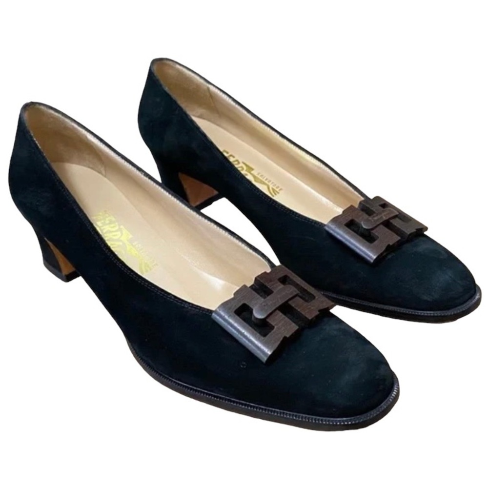 Salvatore Ferragamo Black Suede Loafers